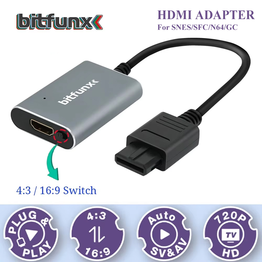 Retro Gaming Fun - Адаптер Bitfunx 720P Svideo/AV-HDMI, HD-конвертер видео