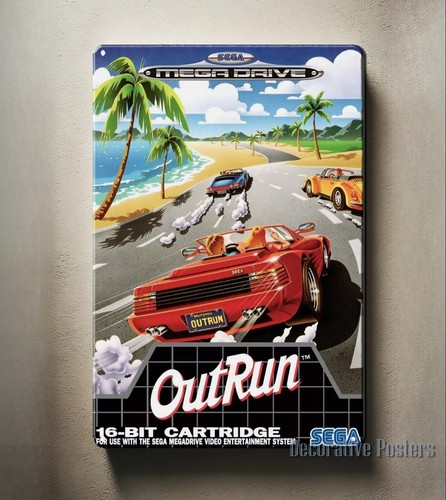Retro Gaming Us - Металлический постер-табличка Outrun Mega Drive в