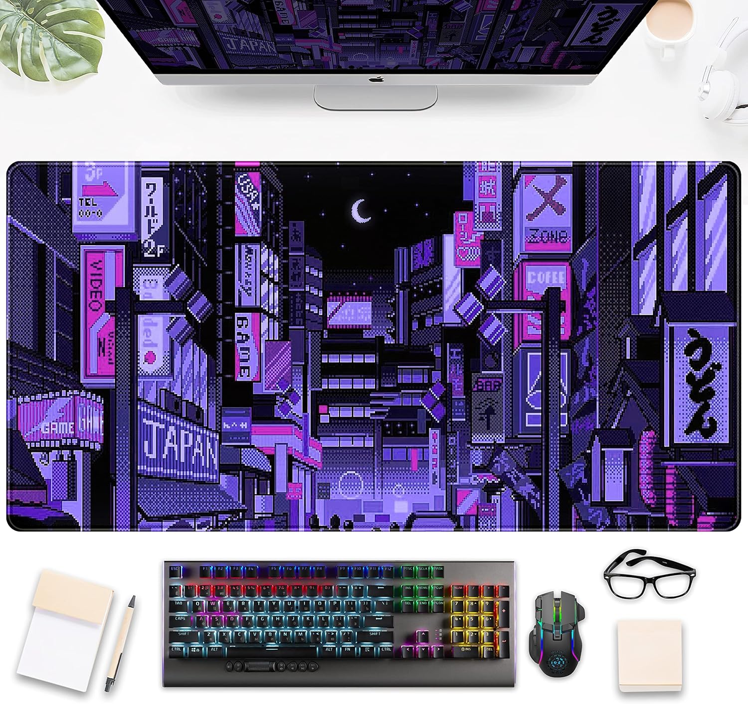 Retro Gaming Tokyo - Коврик для мыши Tokyo Street Purple
