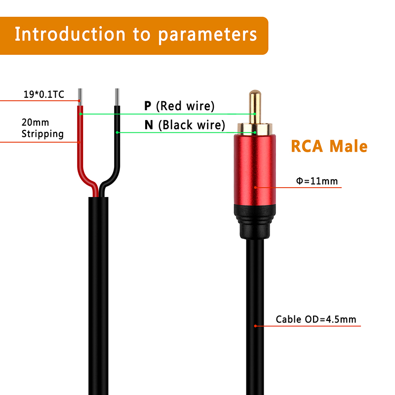 Composite Rca Cable - 1 шт. провод для динамика, RCA